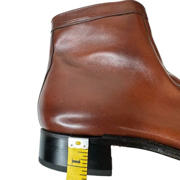 STAFFORD Never Worn Whiskey Brown Leather Ankle Zip Chelsea Boots Size 13 - Picture 9 of 17